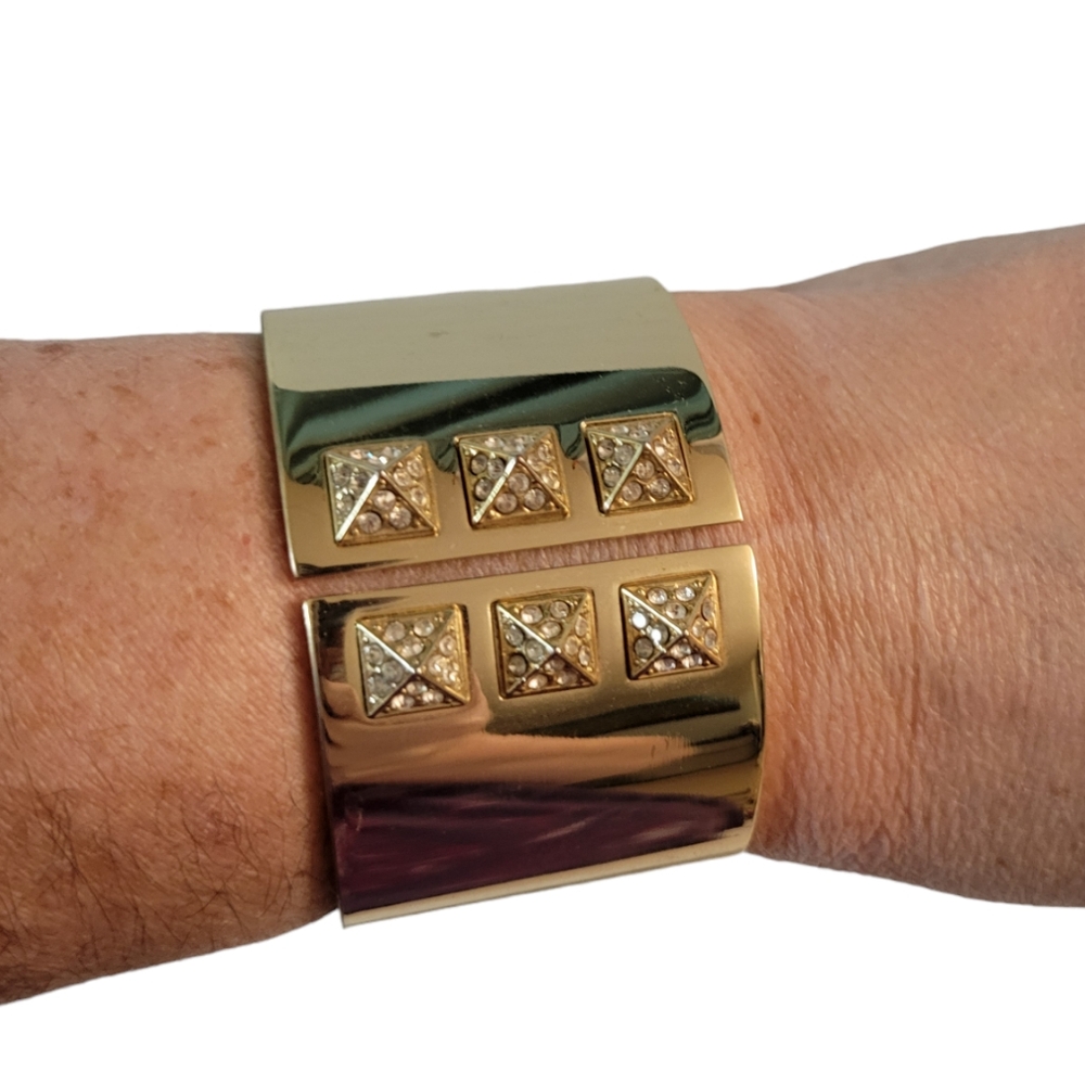 Victoria Secret Studded Cuff Bracelet Goldtone Rhinestone